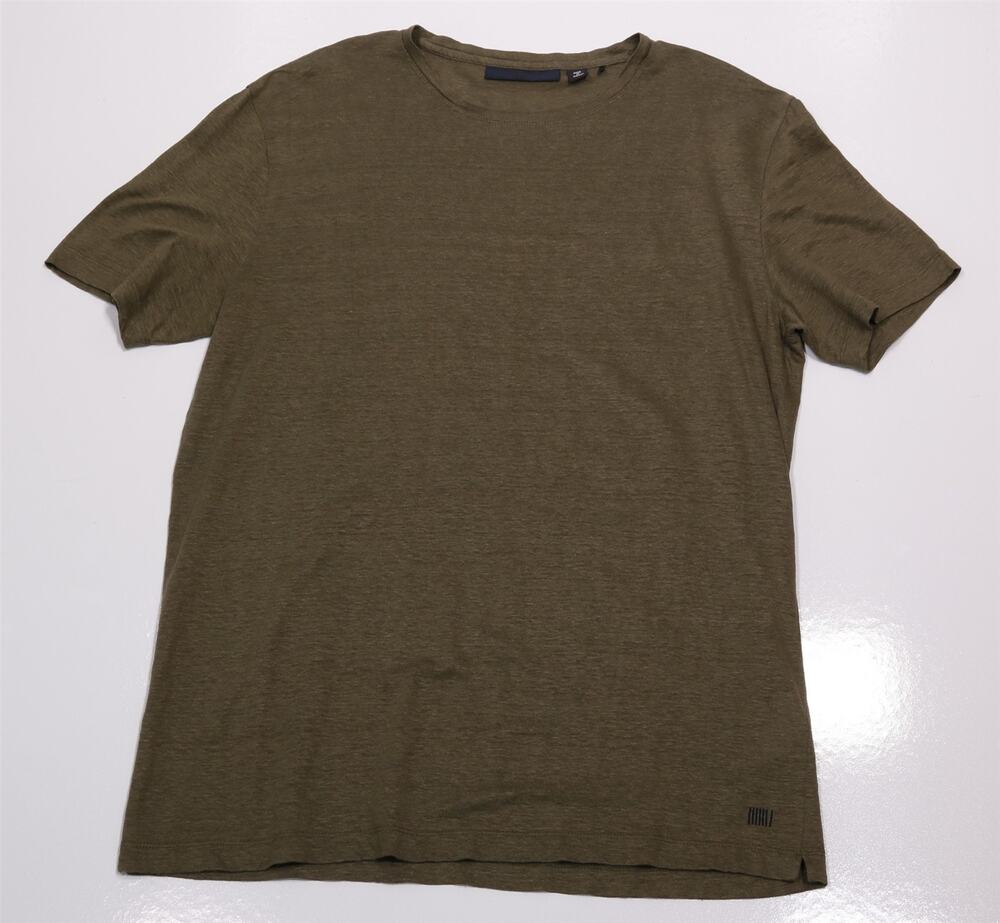 Boss x David Beckham Taut Green 100% Linen Crewneck T-Shirt Mens Large